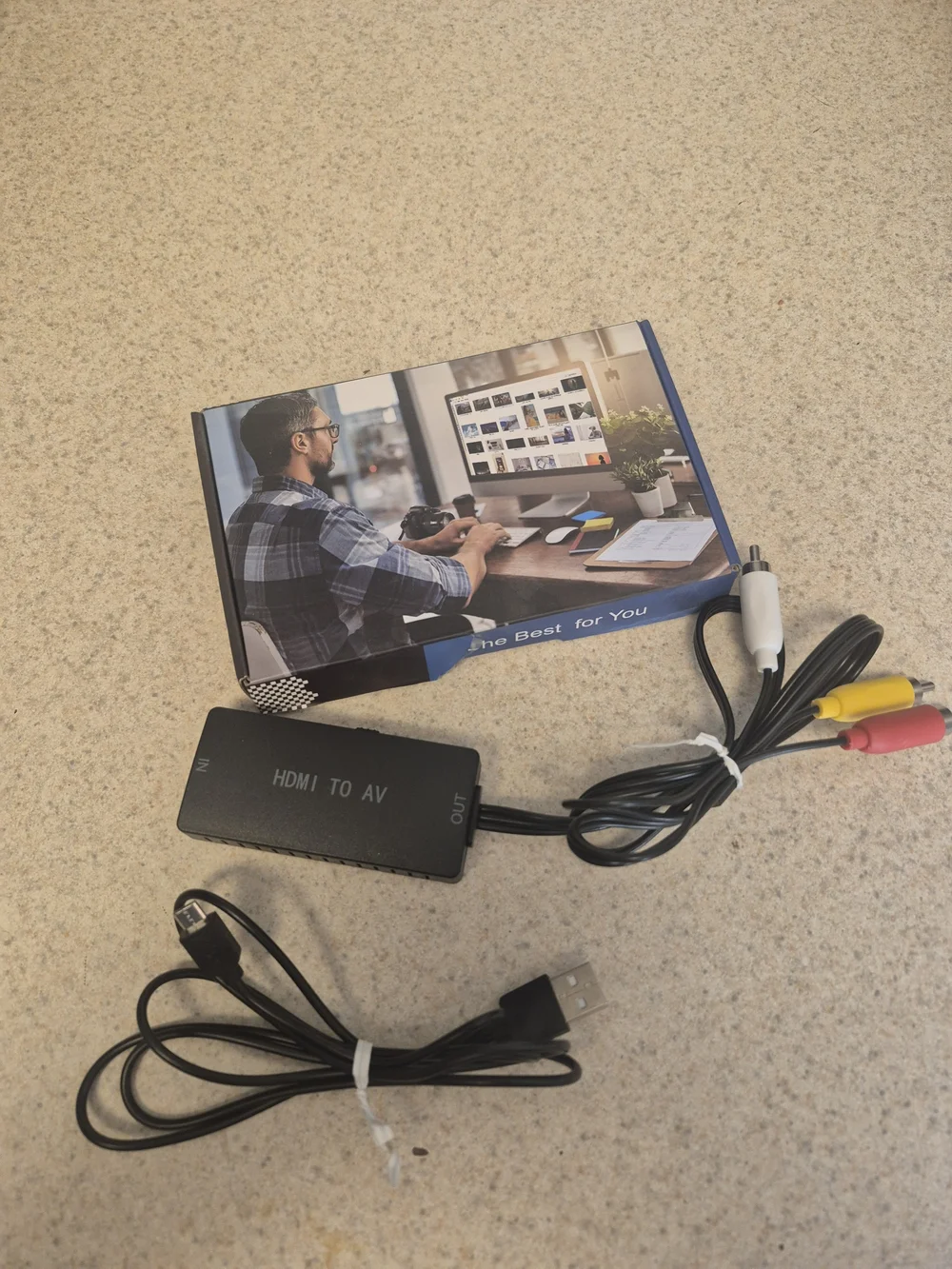 HDMI to AV Converter with RCA Cables and USB Power